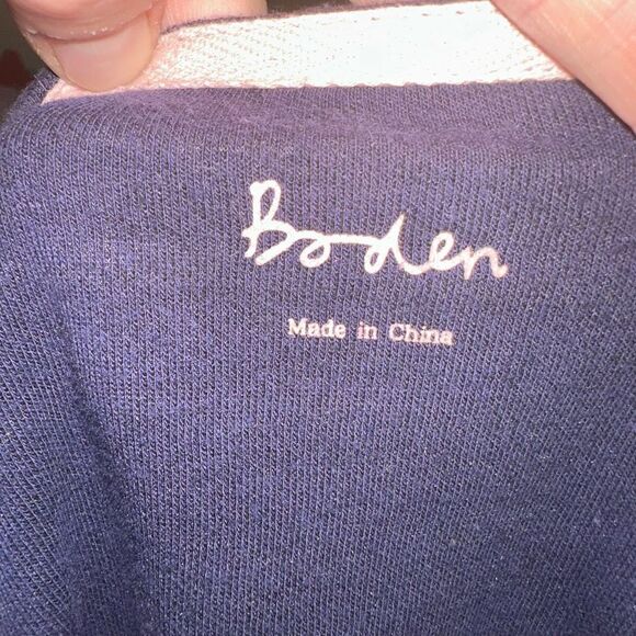 Boden navy & metallic gold striped striped knit classic M top - Picture 3 of 3